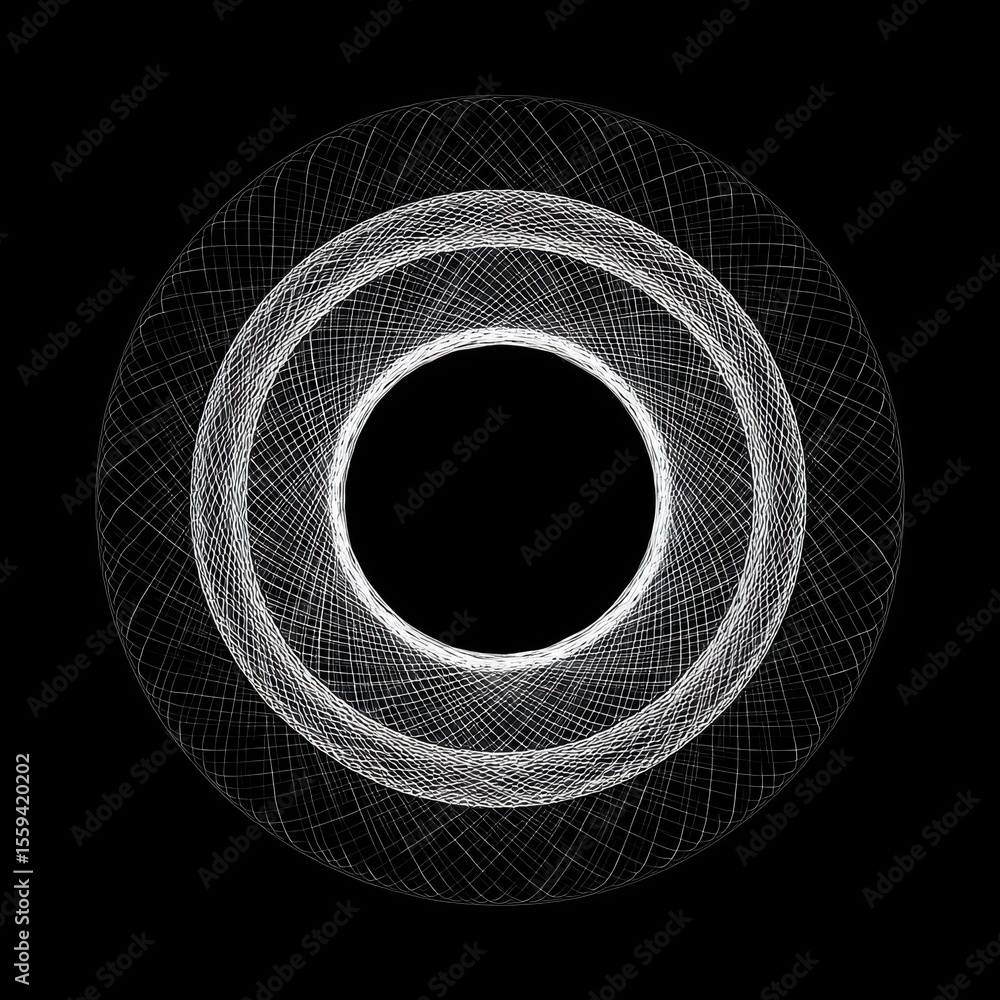 Poster dazzling concentric circles form an abstract geometric design against a stark black canvas a modern 