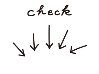 視線誘導手描き矢印素材（黒）