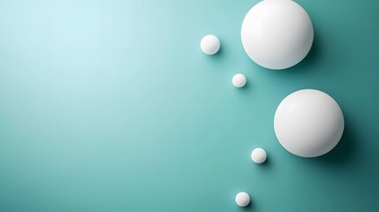 Abstract Teal Background with White Spheres Minimalist Design