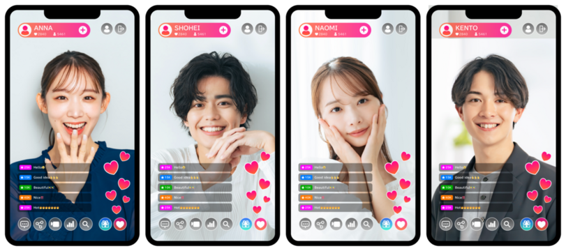ライバーのライブ配信のスマホアプリ画面インターフェース