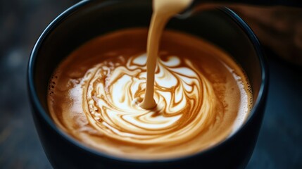 Latte art being poured