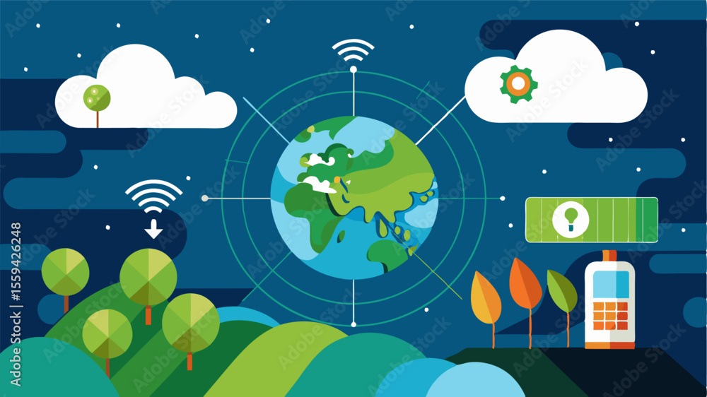 Poster a satellite image overlay powered by cloudbased technology shows variations in crop growth and healt