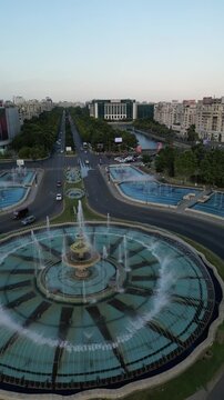 Bucharest Cityscape: Parliament and Surroundings - Day to Night Aerials