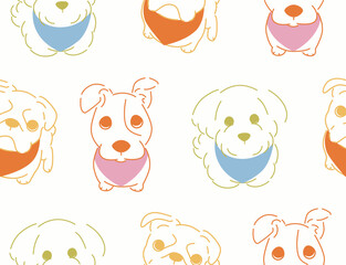 Playful puppy seamless pattern. Cute dog repeat vector. Nursery fabric and pet product packaging design.