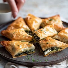Hereâ€™s a warm, detailed recipe for Classic Greek Spanakopita Triangles--crisp filo pastry wrapped around a savory spinach-feta filling. Ideal for gatherings, picnics, or cozy snacks