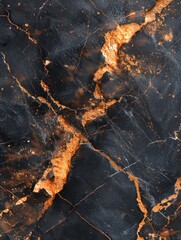 black marble pattern with subtle rose gold veins, polished texture, plain background, realistic style, dramatic studio lighting, rich tones, top-down view with negative space in center