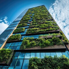 Green Building Technologies for Offices including energy-efficient HVAC systems, solar-powered lighting, sustainable building materials, and smart technologies to create environmentally responsible 