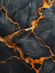 black marble pattern with bold gold veins, polished texture, plain background, realistic style, dramatic studio lighting, rich tones, centered composition with negative space at top, 