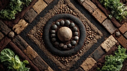 Artistic Arrangement of Organic Materials in Nature-Inspired Composition
