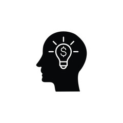 Silhouette of a head with a lightbulb representing financial ideas