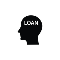 A simple silhouette of a head with the word 'Loan' inside. Represents financial planning.