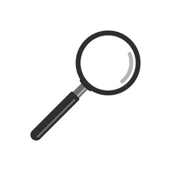 Flat vector illustration of a magnifying glass icon. Ideal for search bars, user interfaces, websites, and apps.

