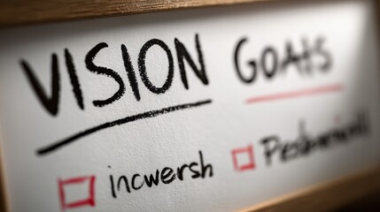 Vision Goals Concept with Checkboxes for Personal Development Planning