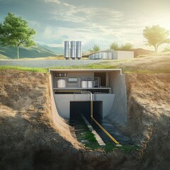 Geothermal energy solutions renewable earth-powered energy heating cooling systems sustainable energy resource low emissions carbon neutral eco-friendly infrastructure