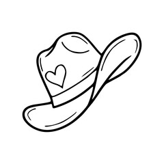 cute cowboy hat with heart drawing