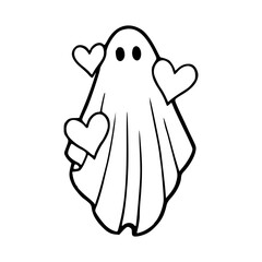friendly spooky ghost with love symbols