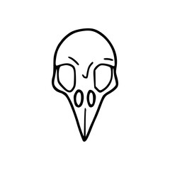 crow skull line art icon