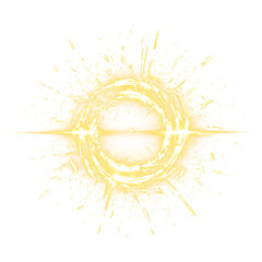 Bright Yellow Abstract Circular Light Burst Isolated on a transparent background