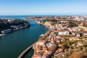 Cityscape of the city of Porto, including the Douro river. Porto, Portugal.