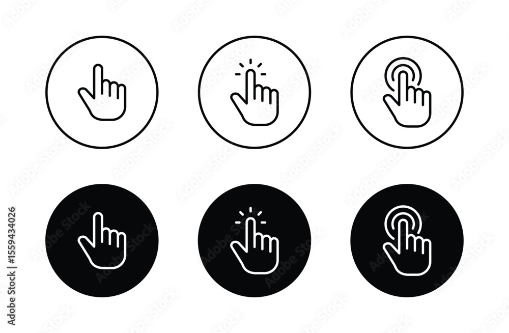 Poster pointing hand click icon. click cursor vector icon