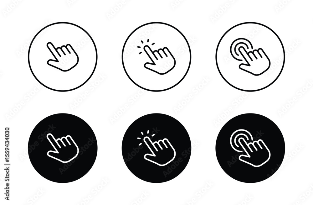 Poster pointing hand click icon. click cursor vector icon