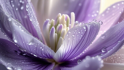 Delicate Purple Flower Petals with Morning Dew Drops
