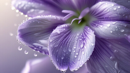 Delicate Purple Flower Petals with Morning Dew Drops