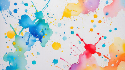 Vibrant Watercolor Paint Splatter on White Background