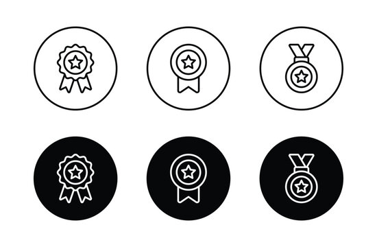 Medal with star icon set vector	