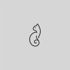 Obraz premium Cat logo in simple and minimalist line art style.