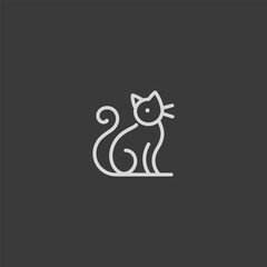 Cat logo in simple and minimalist line art style.
