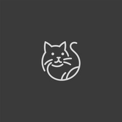 Cat logo in simple and minimalist line art style.