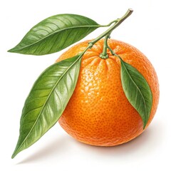 Orange fruit with orange leaves. Clipping path