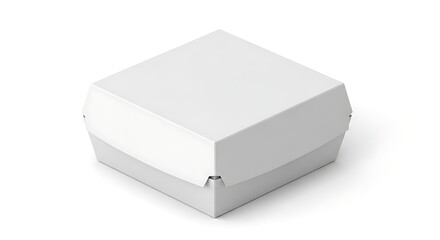 Fototapeta premium Isometric view of a blank white cardboard burger box ideal for branding and design