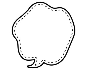 シンプルな点線付き吹き出し　柔らかい線の雲形