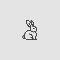 Rabbit logo in smooth and simple line art illustration.