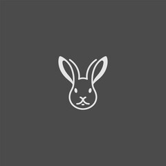 Rabbit logo in smooth and simple line art illustration.