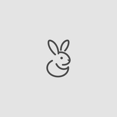 Rabbit logo in smooth and simple line art illustration.