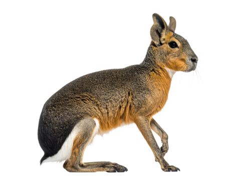 Another side pose of Patagonian mara, isolated on white.