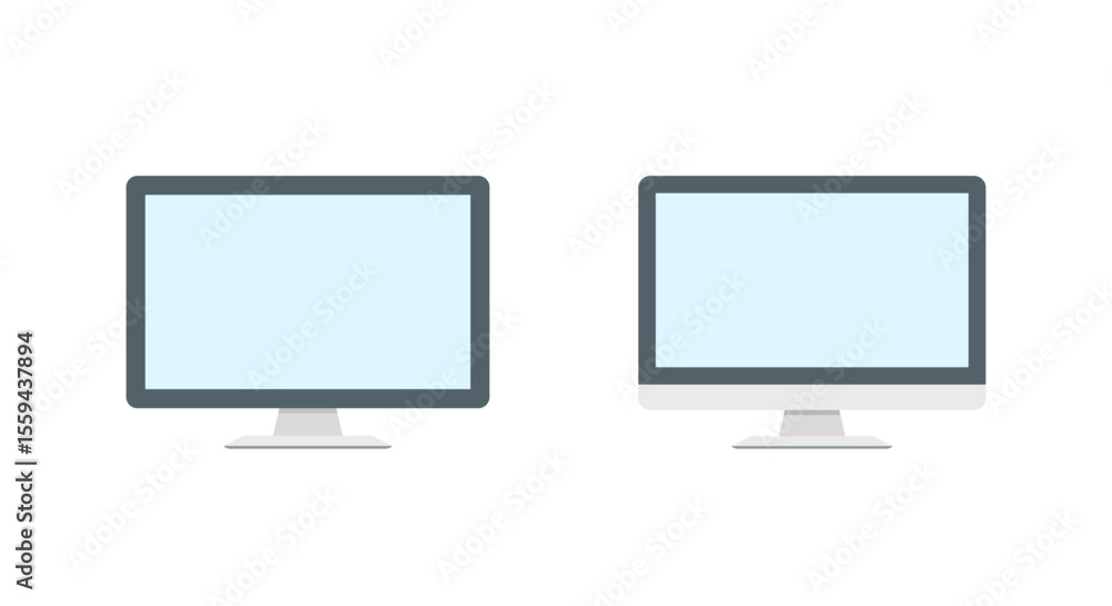 Poster modern desktop computer display icon. flat screen monitor symbol