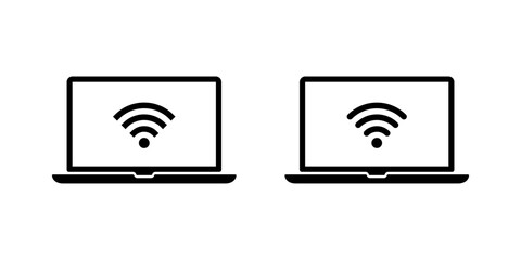 Laptop with WiFi signal icon. Wireless internet connection symbol