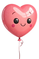 Cute cartoon heart balloon, 3D render, isolated, AI generated