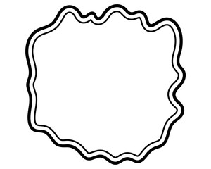 シンプルな二重線の吹き出し　柔らかい線の雲形