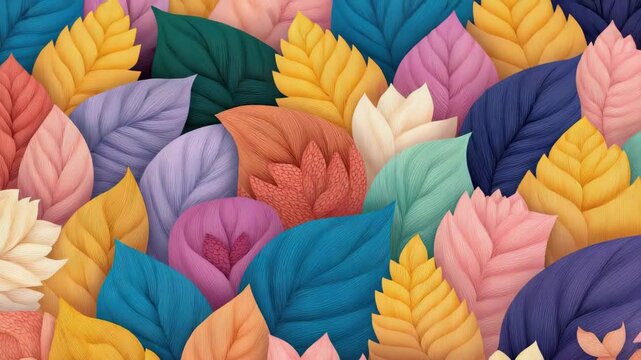 Crosshatch Design Decorative Colorful Leaves and Petals Pattern for Vibrant Background Design