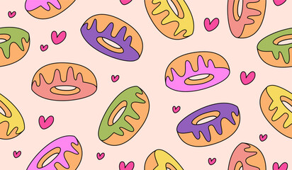 Cute donuts pattern background vector design