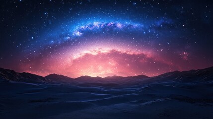 Starry night over a desolate landscape