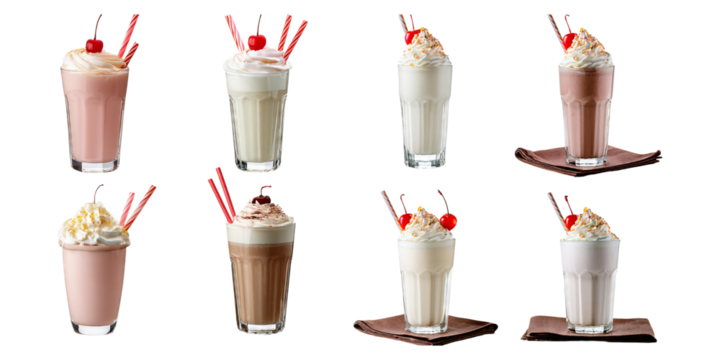 Delicious Milkshake Selection with Varied Flavors