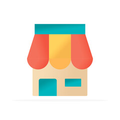 storefront icon, flat colored vector. modern and minimalist design