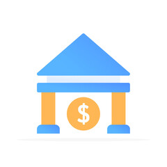 bank icon, colored flat vector. modern and minimalist design