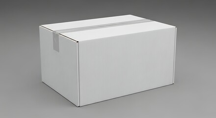 White Corrugated Cardboard Box Isolated on Gray Background for Delivery or Storage
